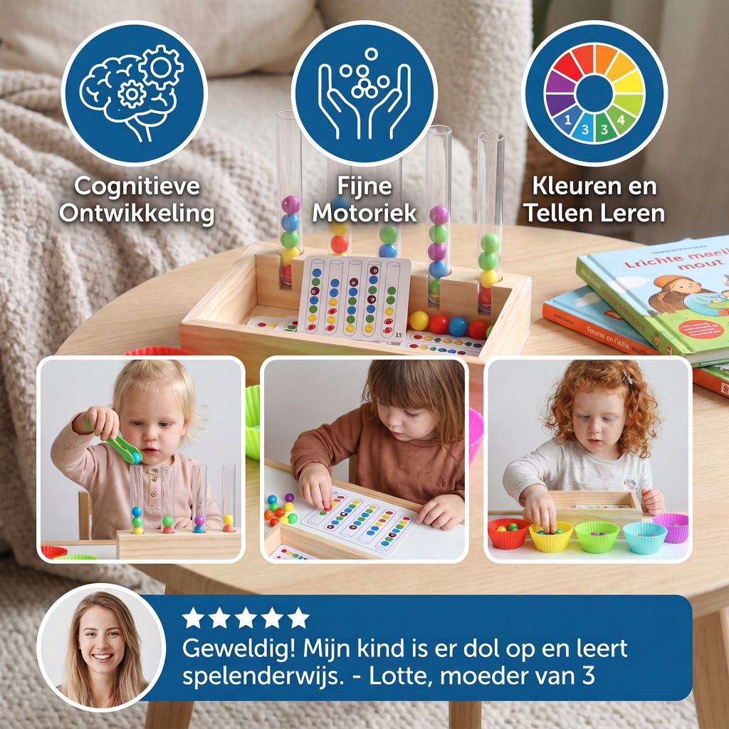 Montessori Reageerbuisjes Kleuren- en Getallenspel en Leerset