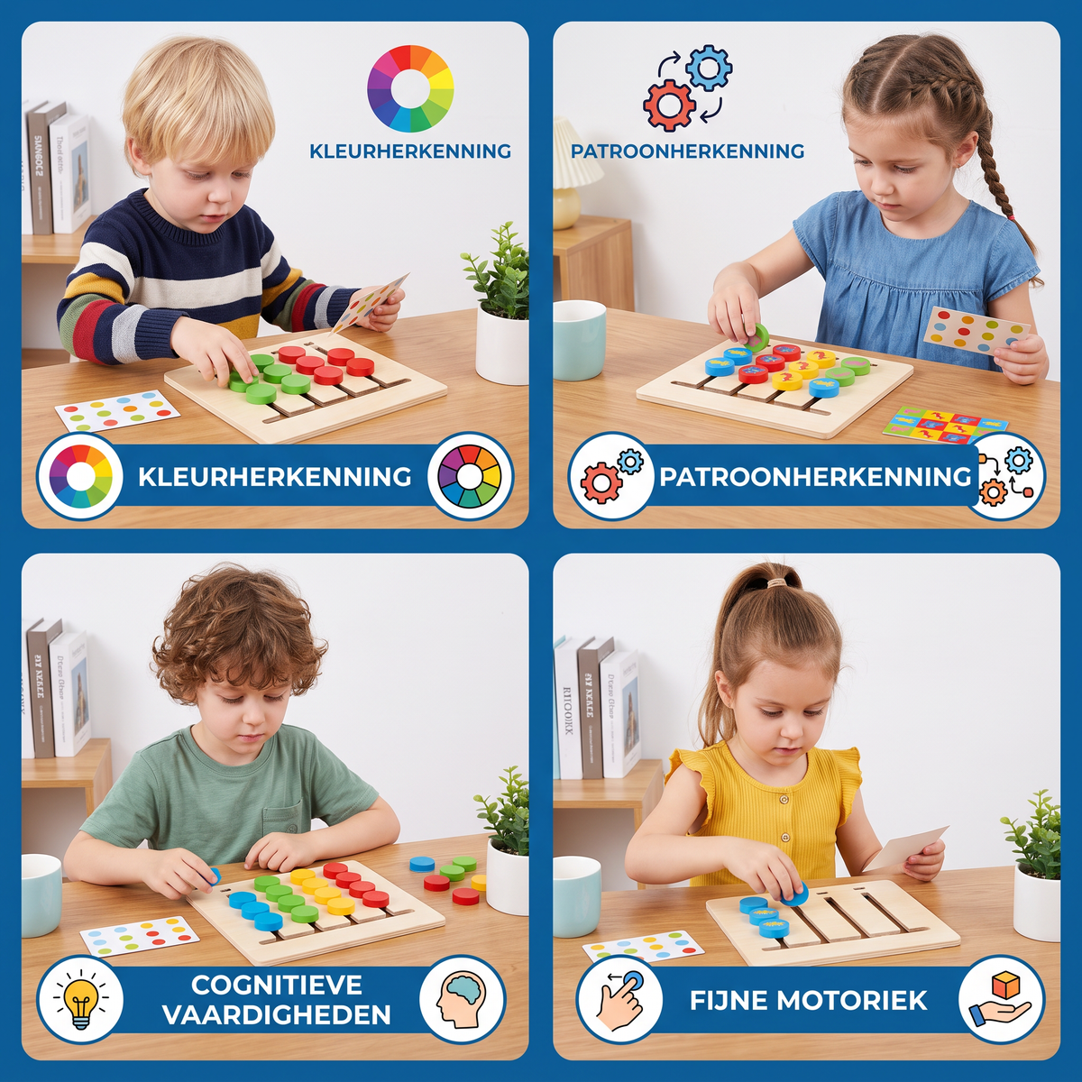 Montessori Houten Kleurenpatroon- en Matchingspel