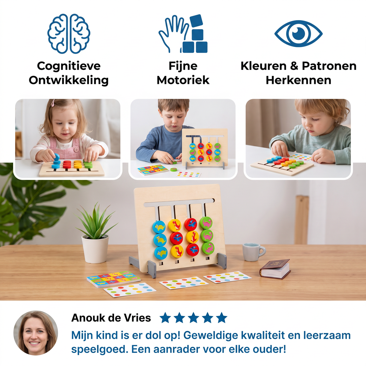 Montessori Houten Kleurenpatroon- en Matchingspel