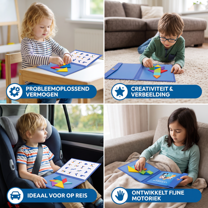 Draagbaar Montessori Houten Magnetisch Tangrampuzzelboek – Leerspeelgoed