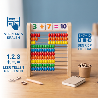 Houten telraam om te leren tellen en rekenen