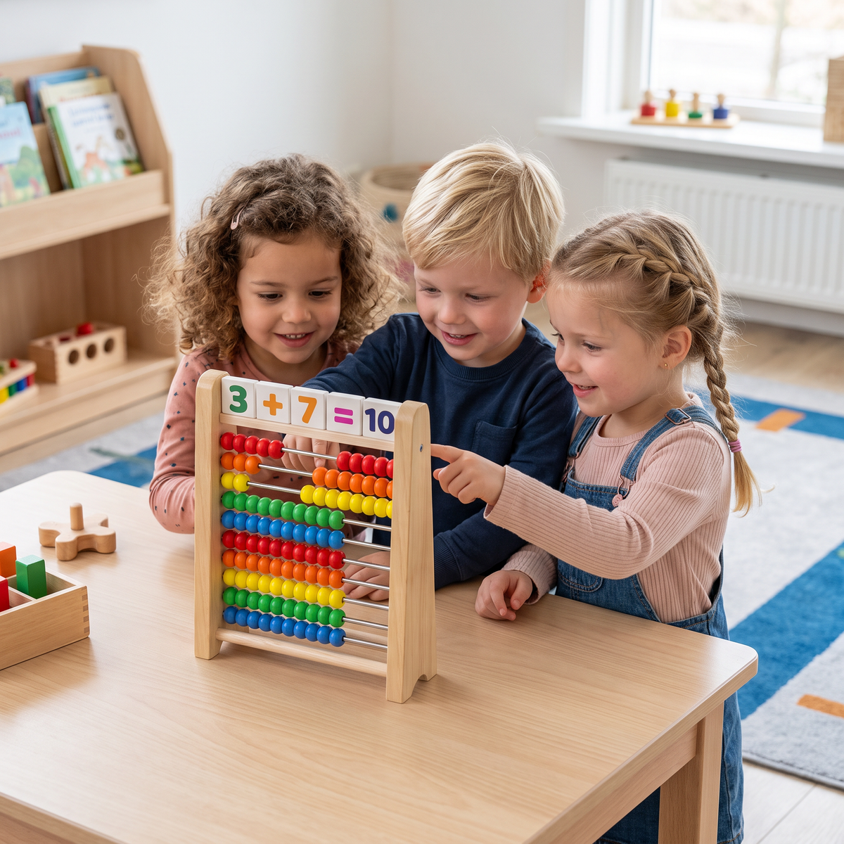 Houten telraam om te leren tellen en rekenen