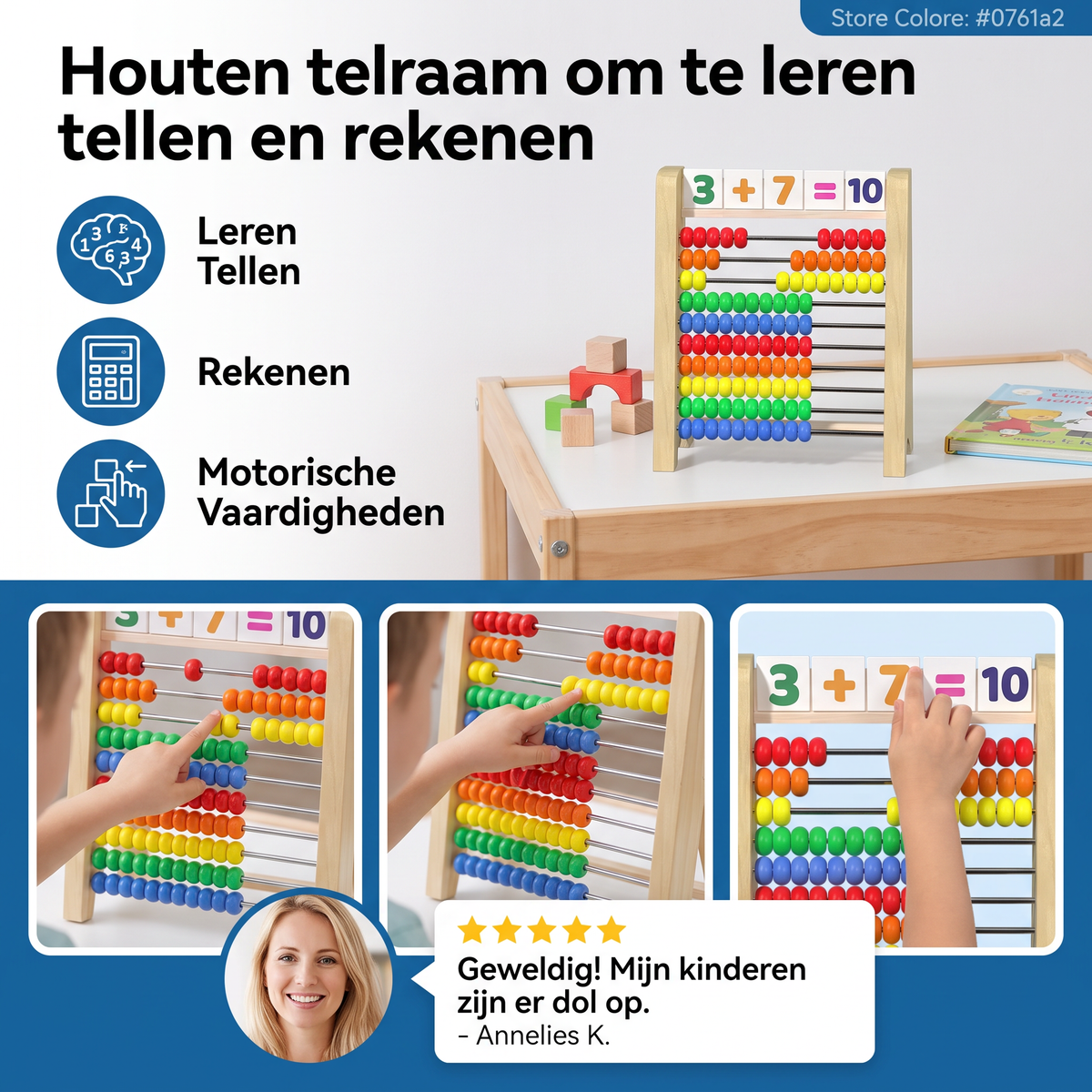 Houten telraam om te leren tellen en rekenen