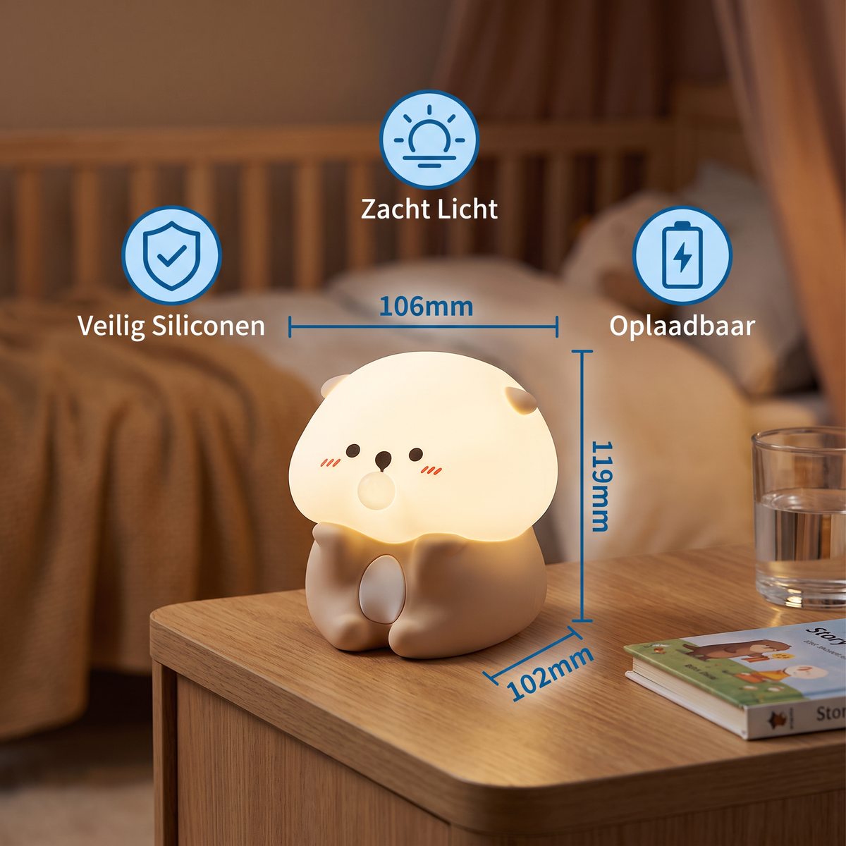 Schattig Siliconen Nachtlampje Met Bubbels en Otter