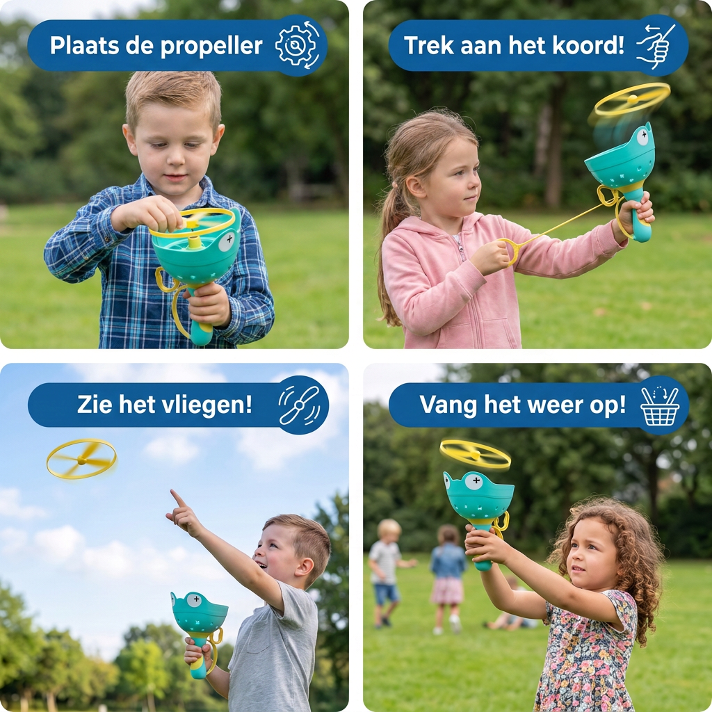 Vliegende propellerspeelgoed met trekstarter