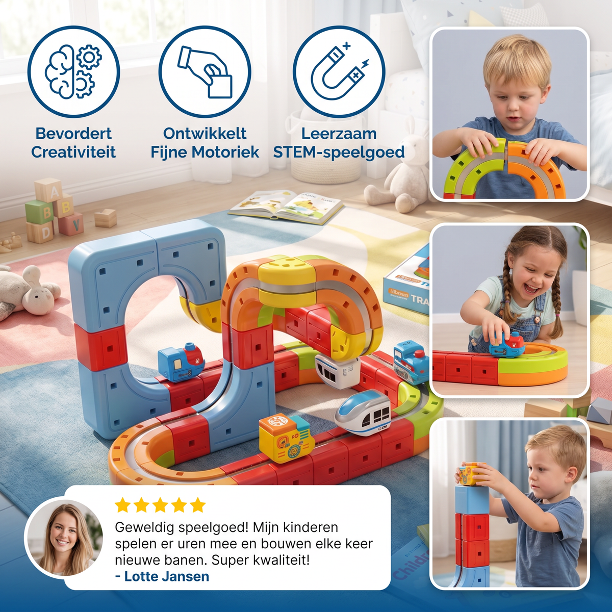 Magnetische Kubusbaan met Rails – speelgoed voor Kinderen
