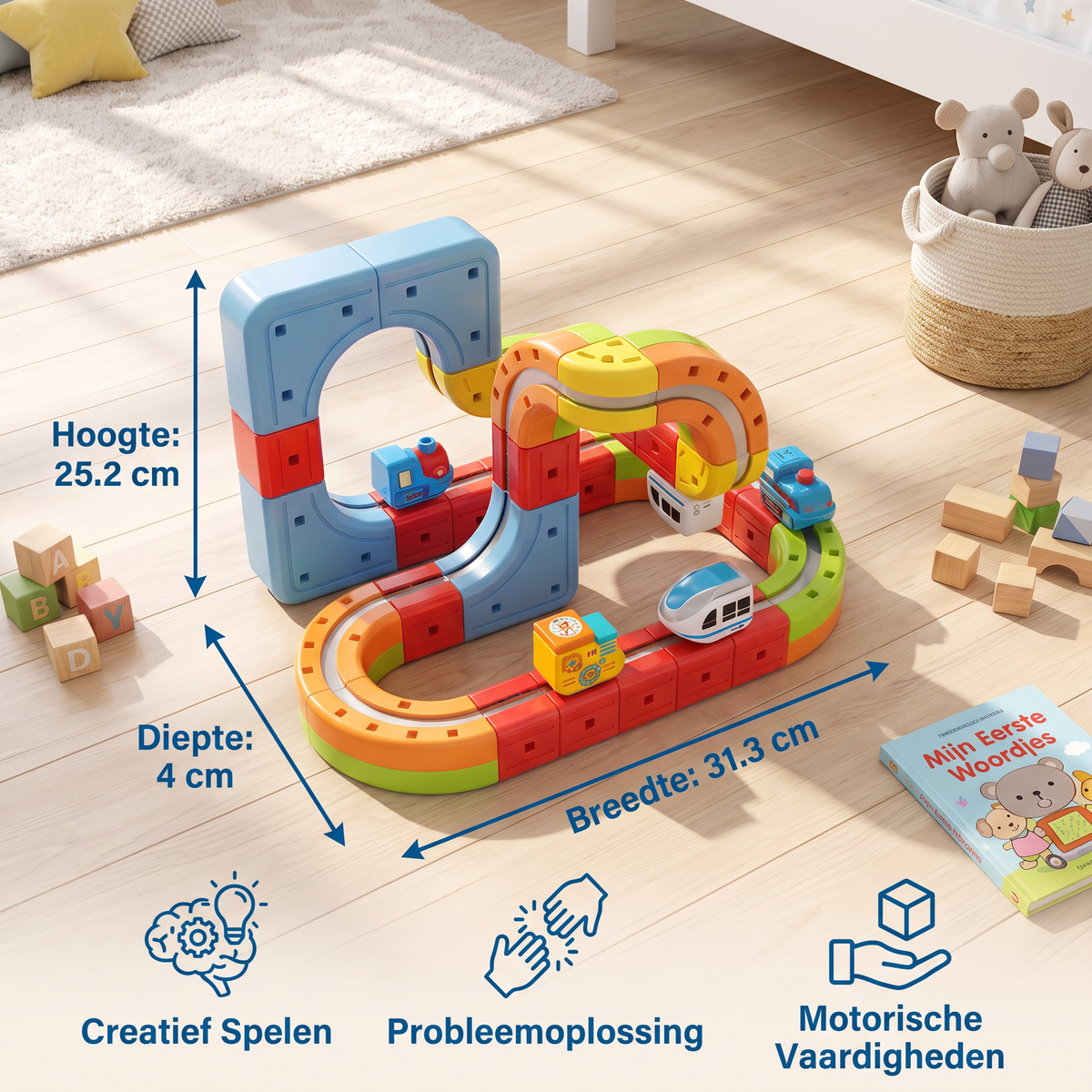 Magnetische Kubusbaan met Rails – speelgoed voor Kinderen