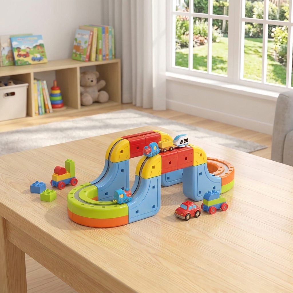 Magnetische Kubusbaan met Rails – speelgoed voor Kinderen