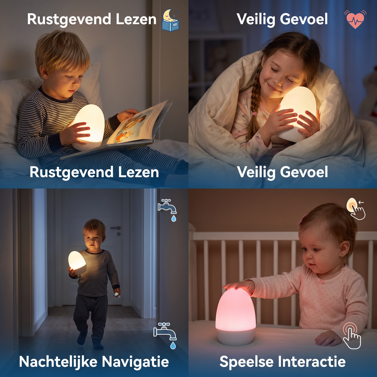 Ei-vormig LED-nachtlampje van Siliconen