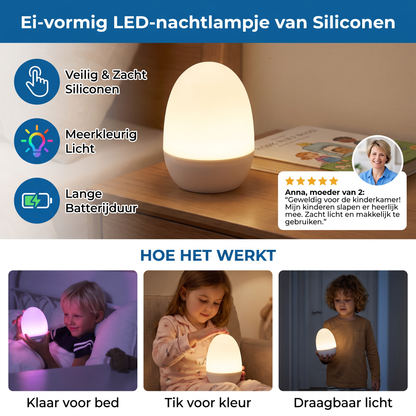 Ei-vormig LED-nachtlampje van Siliconen