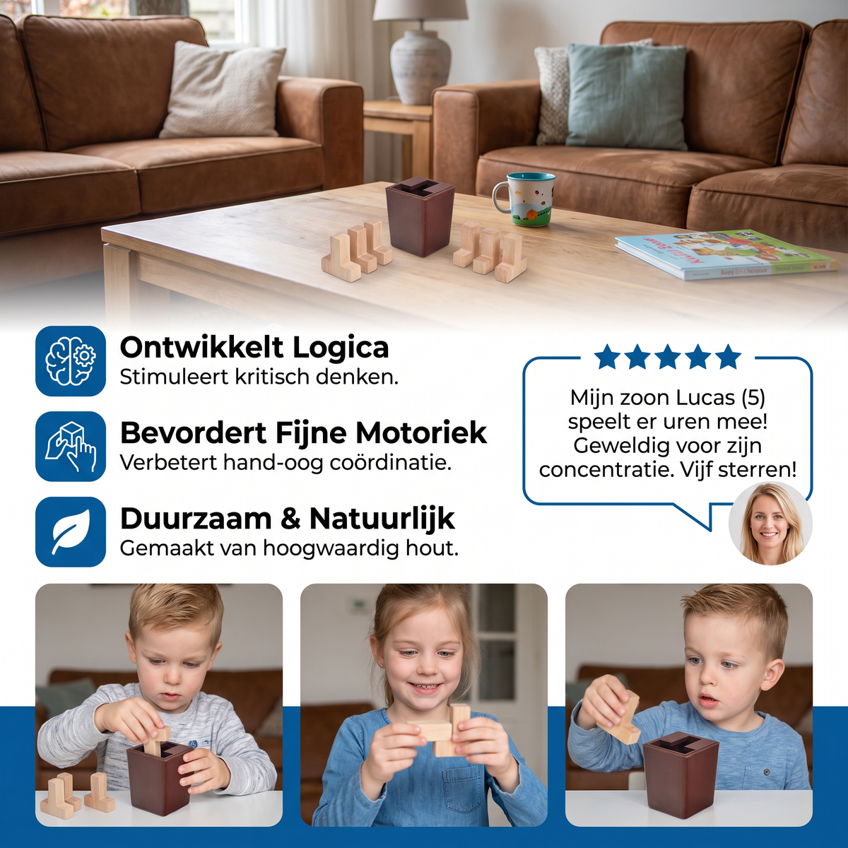 3D houten Logicapuzzel & Vormpuzzel