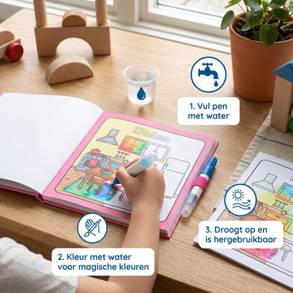 Magisch Waterkleurboek – Herbruikbaar Knoeivrij Kleurboek voor Kinderen