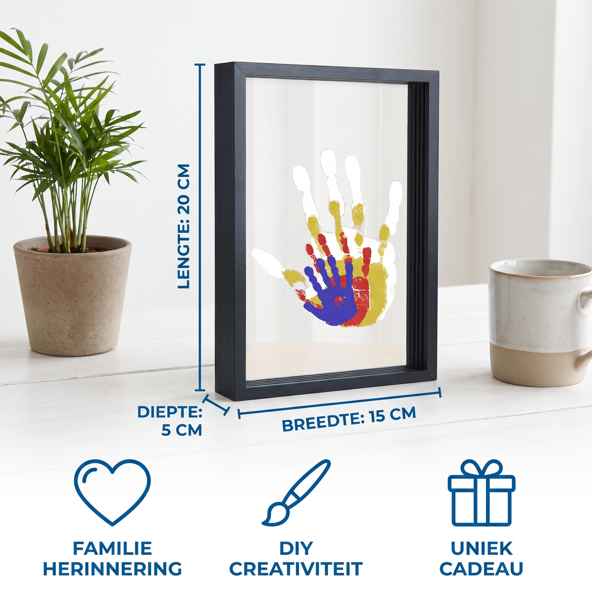 DIY Houten Handafdruk Fotolijst – Familie Herinneringsset met Verf