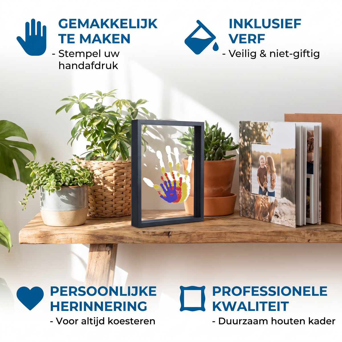 DIY Houten Handafdruk Fotolijst – Familie Herinneringsset met Verf