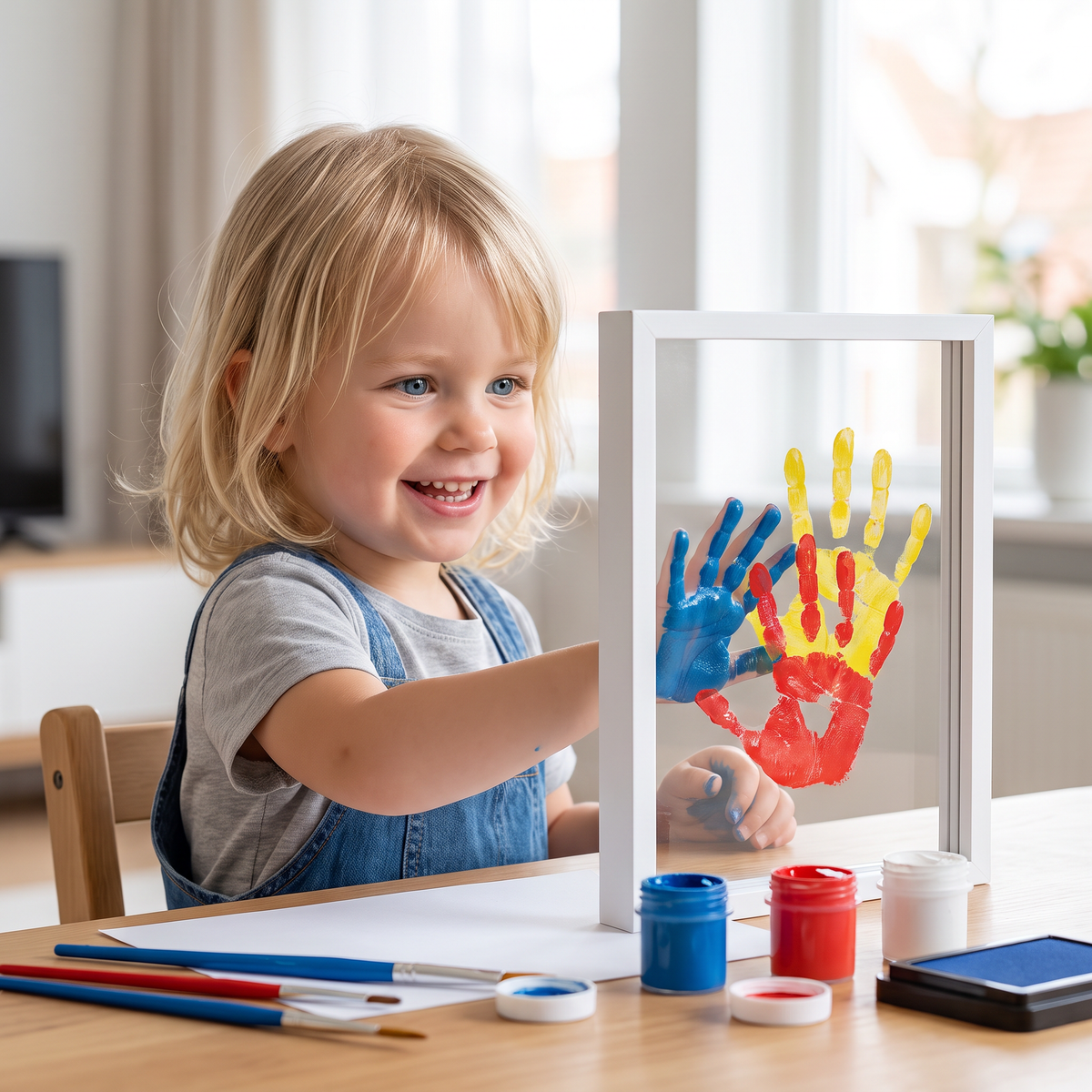 DIY Houten Handafdruk Fotolijst – Familie Herinneringsset met Verf