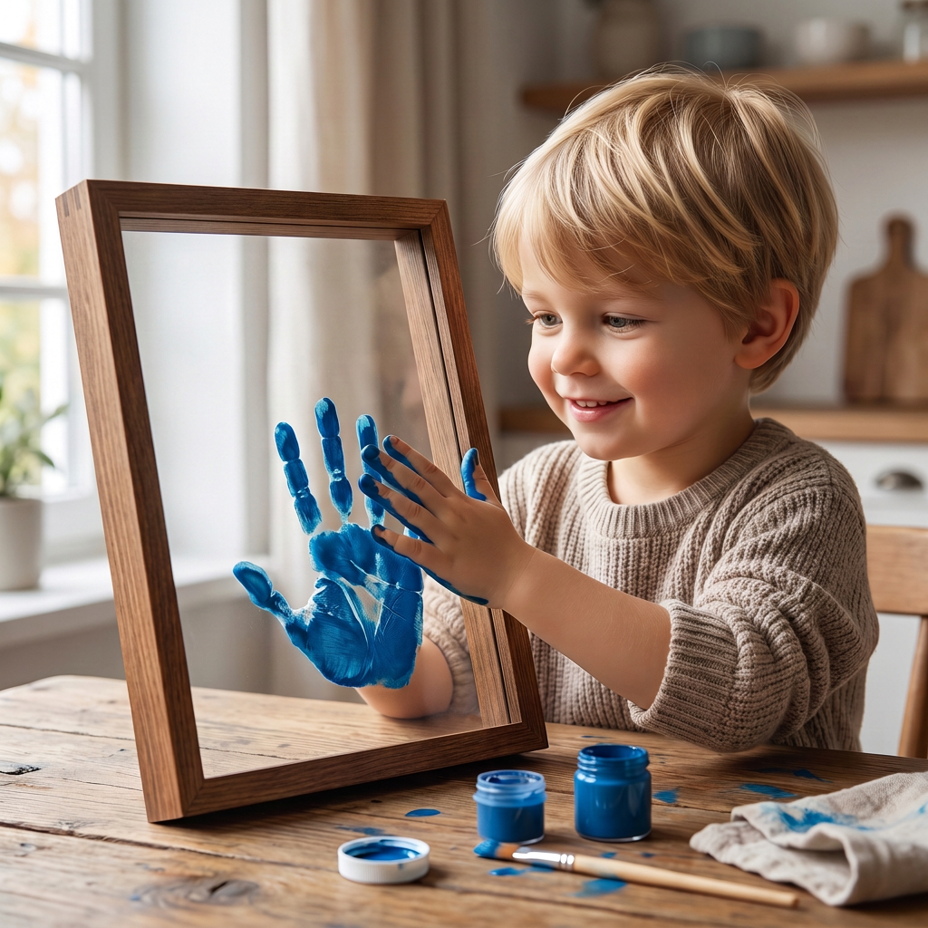 DIY Houten Handafdruk Fotolijst – Familie Herinneringsset met Verf