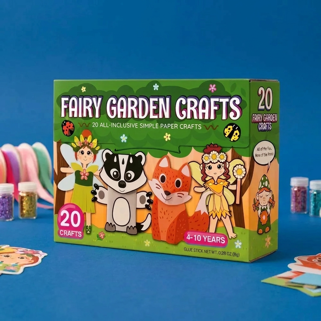 Kinder-Papierknutselbox – 20 Eenvoudige DIY-Knutselprojecten Voor Kinderen Van 3–10 Jaar Met Lijmstift, Plakband En Enveloppen