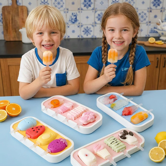 Siliconen ijsvorm met fruitvormpjes om zelf te maken voor kinderen