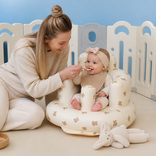 Opblaasbaar Babyzitje met Berenprint voor Zitten en Baden