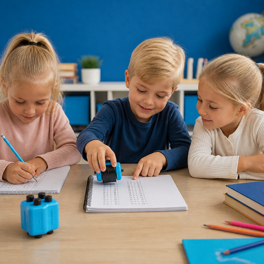 4-in-1 Rekenrollerstempel – Oefenen met Optellen, Aftrekken, Vermenigvuldigen & Delen