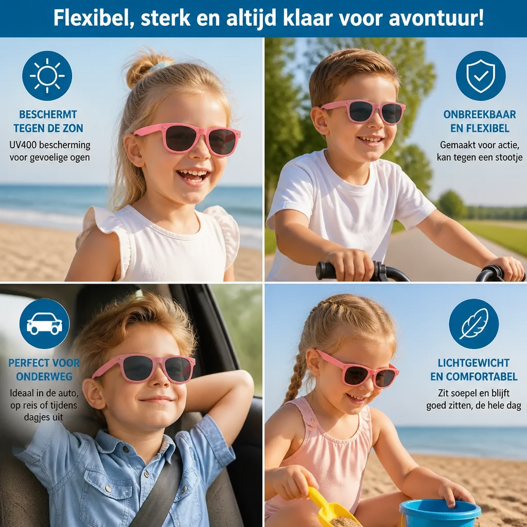 Flexibele kinderzonnebril met onbreekbaar montuur