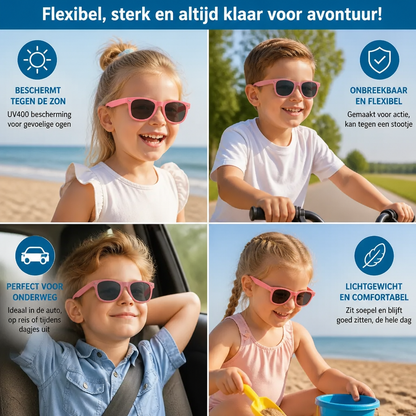 Flexibele kinderzonnebril met onbreekbaar montuur