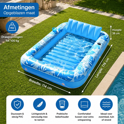 Opblaasbaar Zonnebad met Kussen en Bekerhouder