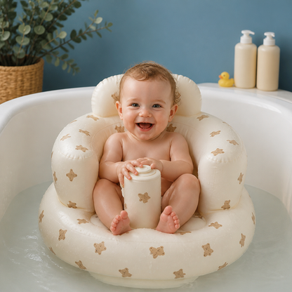 Opblaasbaar Babyzitje met Berenprint voor Zitten en Baden