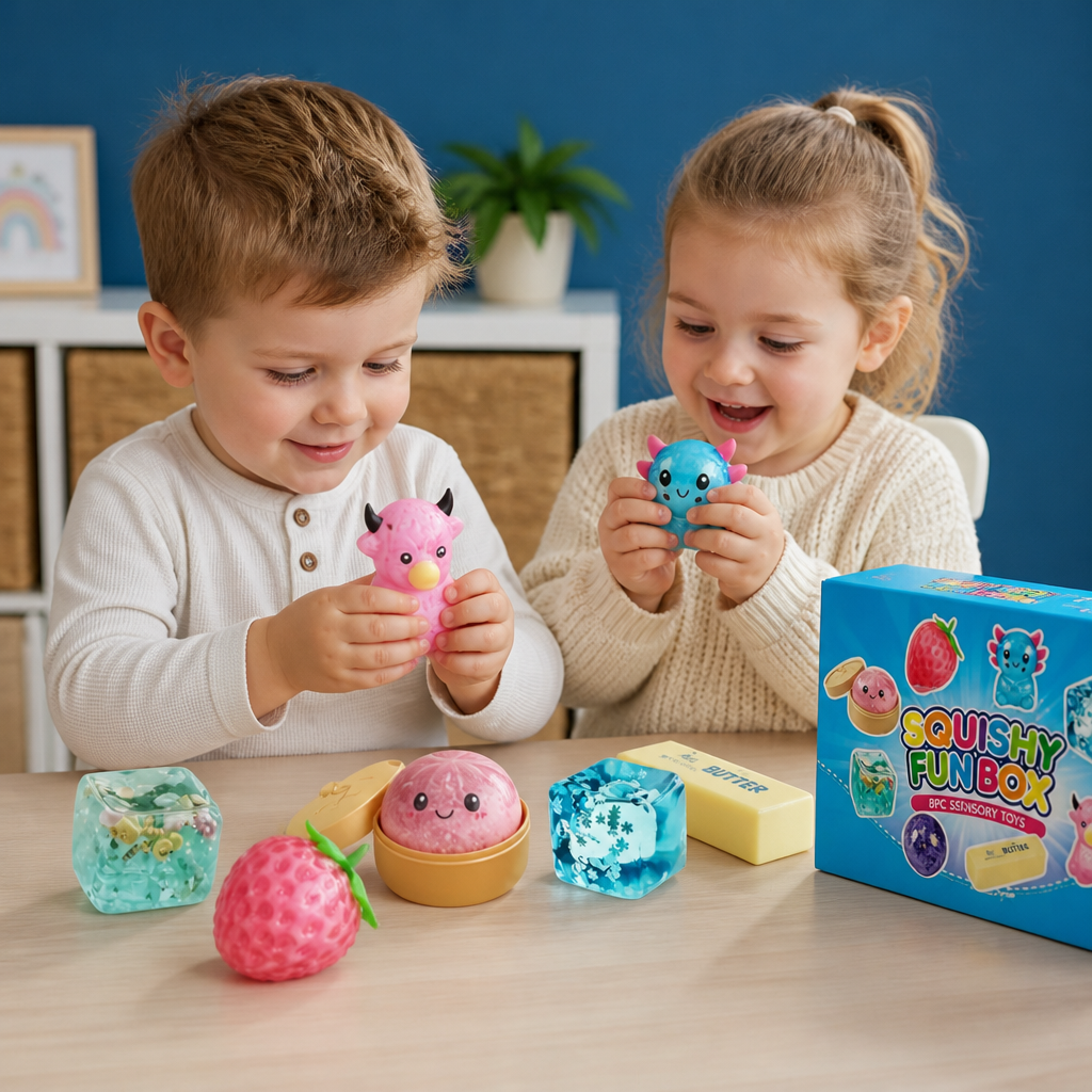 Premium Squishy Fidget Speelgoedset – 8 Sensorische Speeltjes