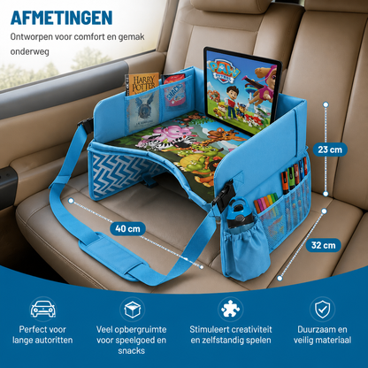 Auto-Reisblad voor Kinderen met Opbergvakken en Activiteitenoppervlak