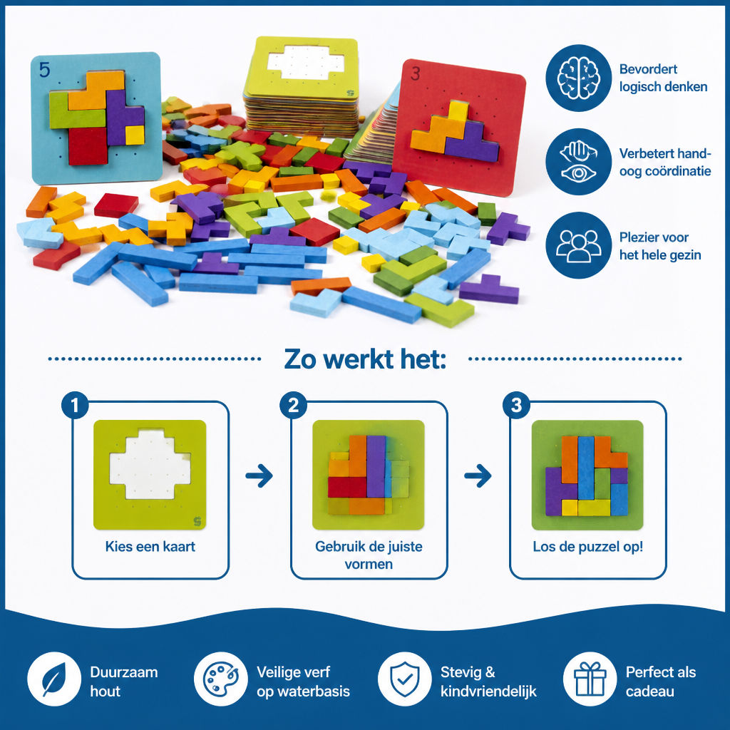 Houten Vormmatchingspuzzel Familiespel