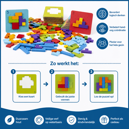 Houten Vormmatchingspuzzel Familiespel
