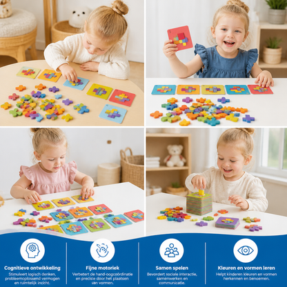 Houten Vormmatchingspuzzel Familiespel