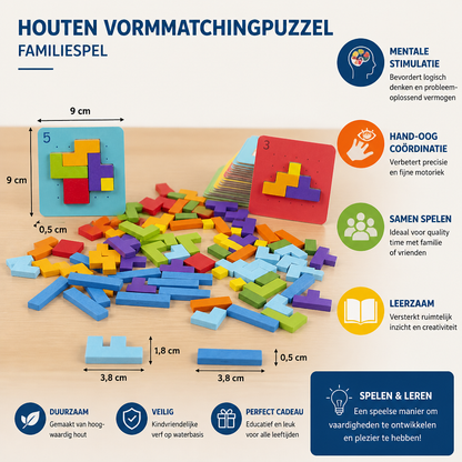 Houten Vormmatchingspuzzel Familiespel