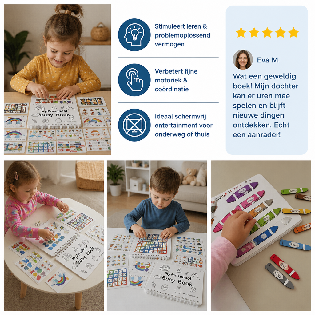 Montessori Busy Book – Herbruikbaar Activiteitenboek voor Peuters en Kleuters