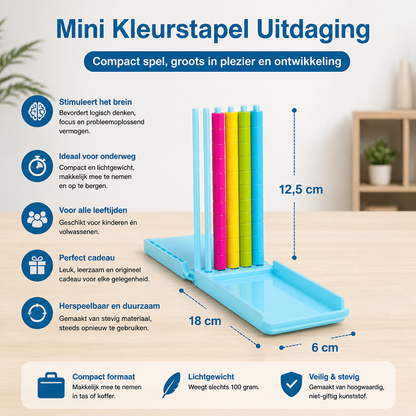 Mini Kleurstapel Uitdaging – Draagbaar Breintrainingsspel