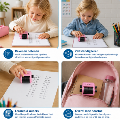 4-in-1 Rekenrollerstempel – Oefenen met Optellen, Aftrekken, Vermenigvuldigen & Delen