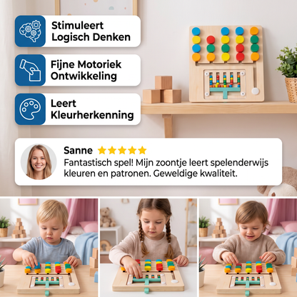 Vierkleuren Logisch Sorteerspel van Hout – Montessori Leer- & Denkspel voor Kinderen