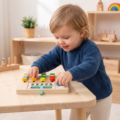 Vierkleuren Logisch Sorteerspel van Hout – Montessori Leer- & Denkspel voor Kinderen
