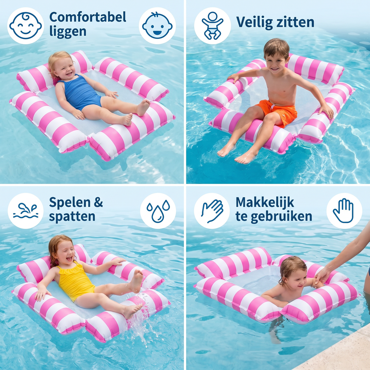 Opblaasbare Kinder Zwemstoel – Water Hangmat met Netgedeelte