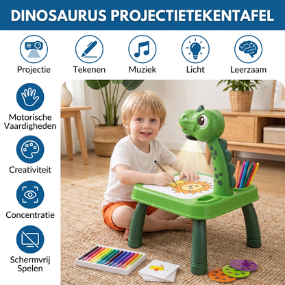 Dinosaurus Projectietekentafel voor Kinderen met Stiften en Muziek