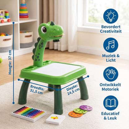 Dinosaurus Projectietekentafel voor Kinderen met Stiften en Muziek