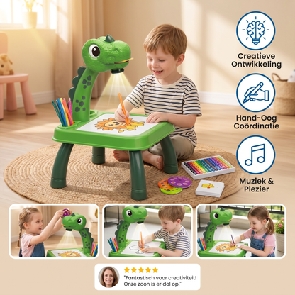 Dinosaurus Projectietekentafel voor Kinderen met Stiften en Muziek