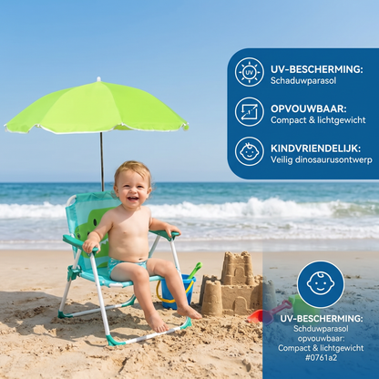 Opvouwbare Kinder Strandstoel met Parasol en Dinosaurusdesign