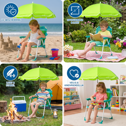 Opvouwbare Kinder Strandstoel met Parasol en Dinosaurusdesign