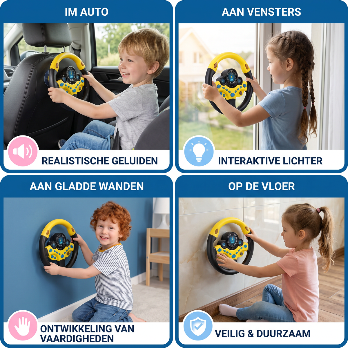 Kinder Bijrijdersstuur Speelgoed met Zuignap, Lichtjes en Geluiden