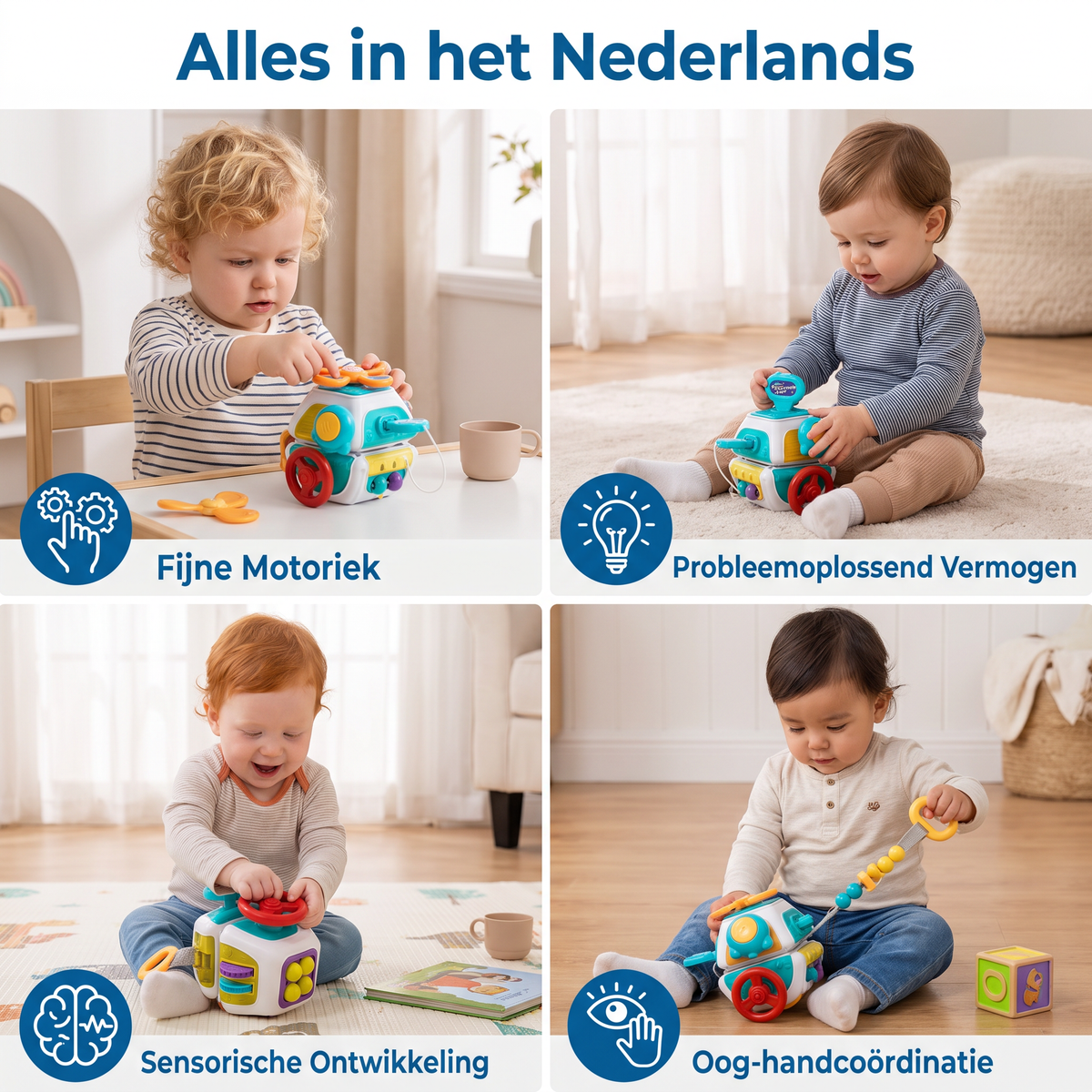 Baby Activiteitenkubus met 10 Activiteiten – Montessori Sensorisch Leerspeelgoed