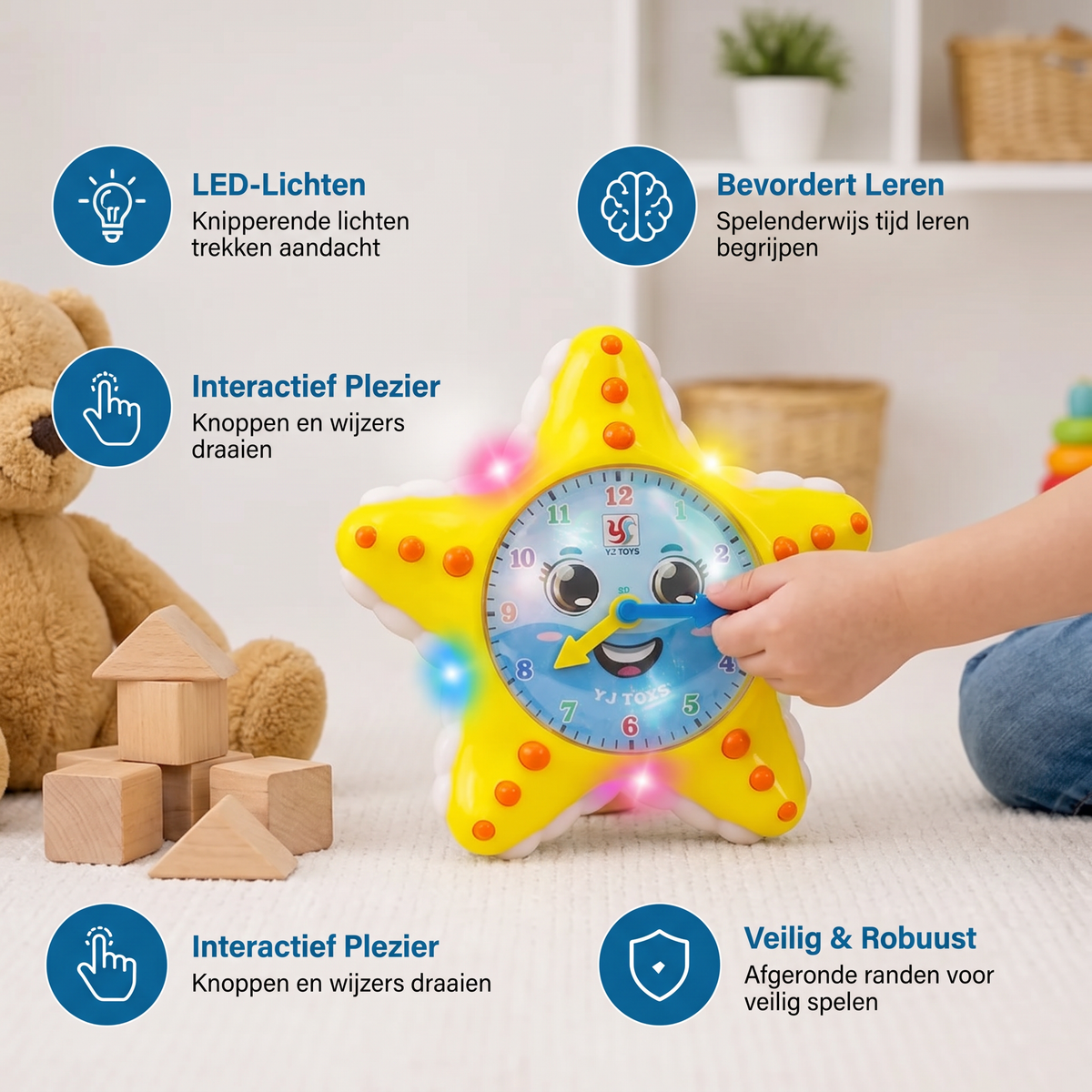 Zeester Leerklok – Interactief Speelgoed Om Kinderen De Tijd Te Leren Lezen