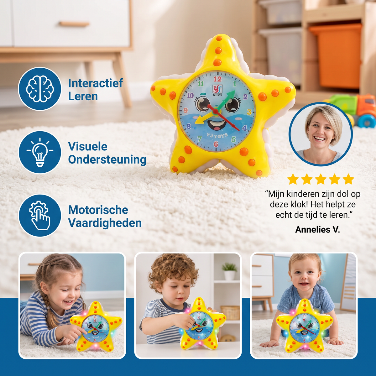 Zeester Leerklok – Interactief Speelgoed Om Kinderen De Tijd Te Leren Lezen
