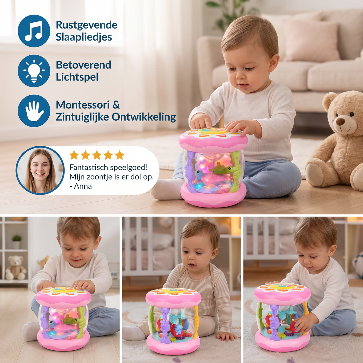 Interactief Muziekspeelgoed Met Licht – Montessori Sensorspeelgoed Met Rustgevende Slaapliedjes